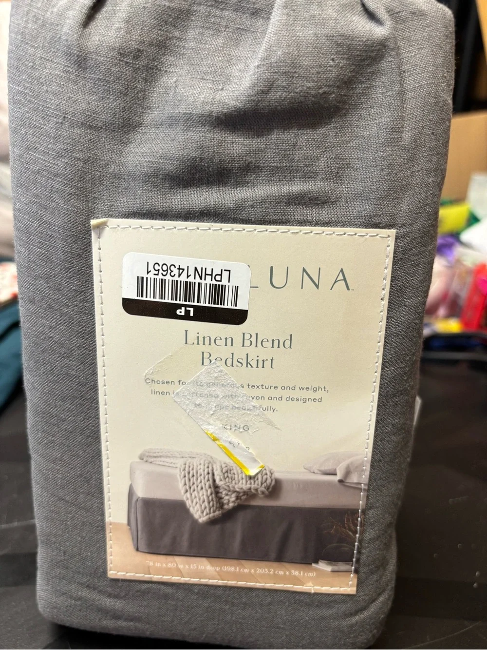 Casaluna Linen Blend Bedskirt in Gray
